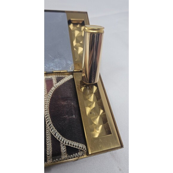 Vintage Elegant Rhinestone Powder Compact Lipstick Makeup Cig/Money Mirror Case - Picture 8 of 16